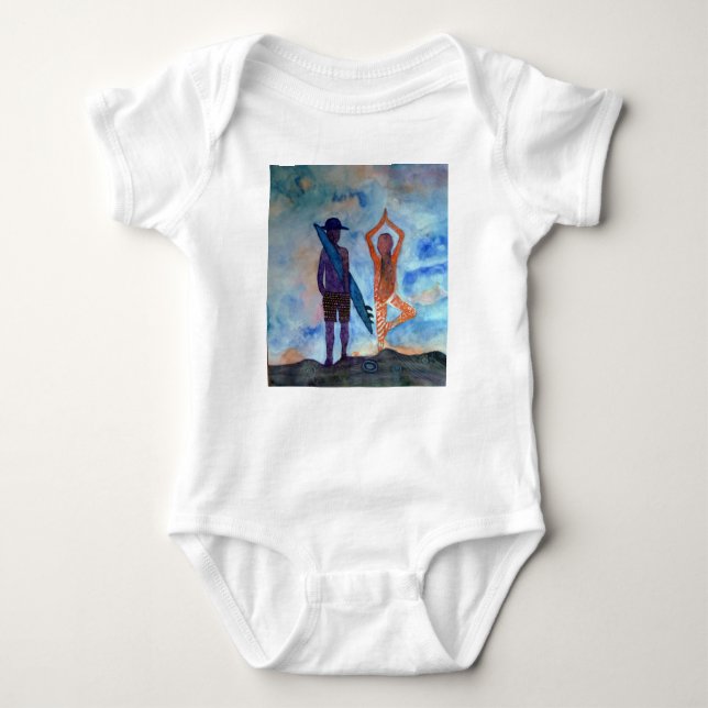 Surf Yoga Sunset Baby Jersey Bodysuit (Front)