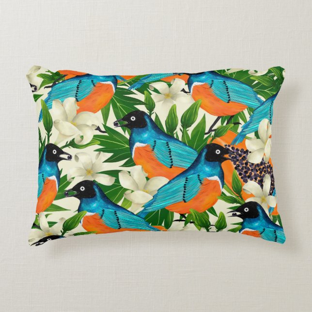 Surface pattern with papaya fruits,leaves and flow decorative cushion (Front)