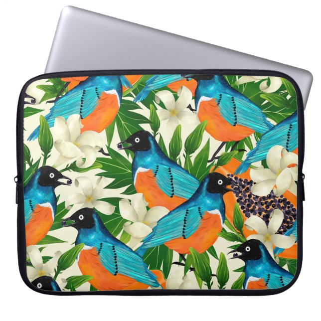 Surface pattern with papaya fruits,leaves and flow laptop sleeve (Front)