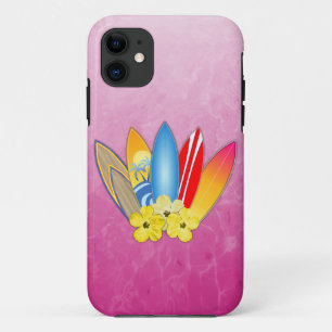 Surfboard and Hibiscus Flowers Case-Mate iPhone Case