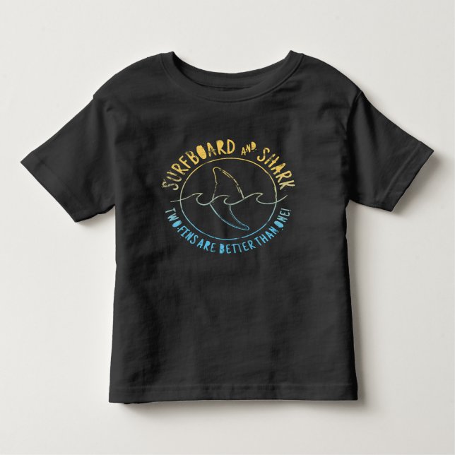 Surfboard And Shark Funny Summer Beach Vacation  T Toddler T-Shirt (Front)