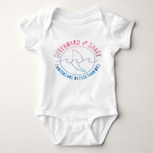 Surfboard And Shark Funny Surfer Surfing Summer Baby Bodysuit