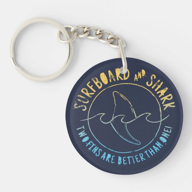 Surfboard And Shark Funny Surfer Surfing Summer Key Ring (Front)