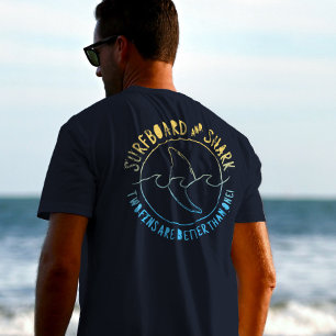 Surfboard And Shark Funny Surfer Surfing Summer T-Shirt