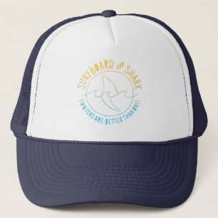 Surfboard And Shark Funny Surfer Surfing Summer Trucker Hat