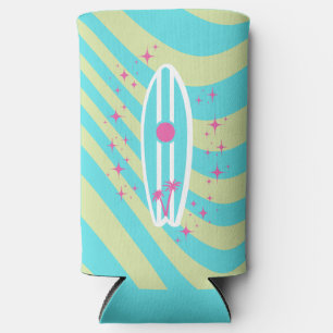 Surfboard, Beach Art, Tropical Vibes, Colourful Seltzer Can Cooler