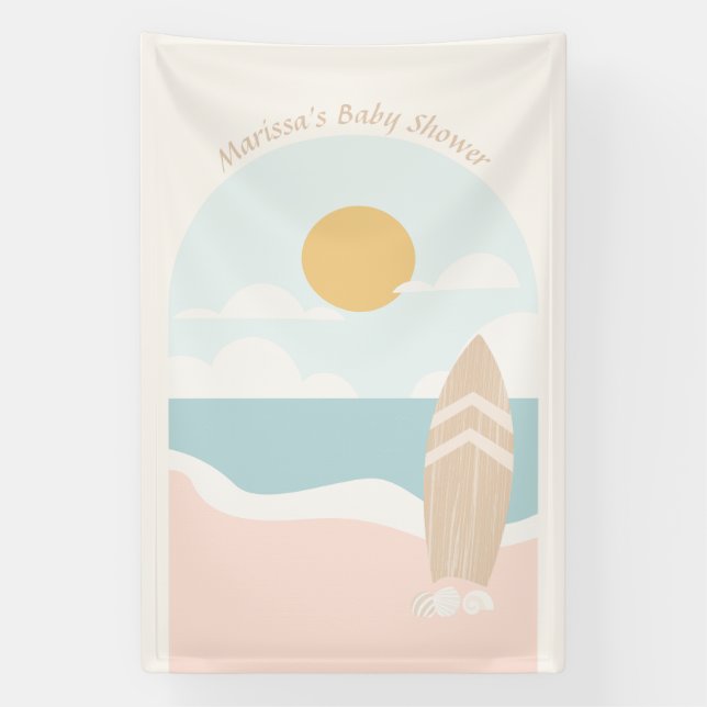 Surfboard Beach Baby Shower Banner (Vertical)