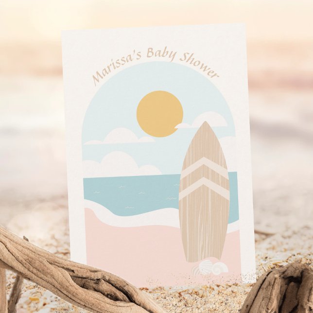 Surfboard Beach Baby Shower Invitation (Creator Uploaded)