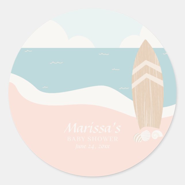 Surfboard Beach  Classic Round Sticker (Front)
