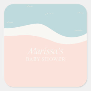 Surfboard Beach Square Stickers