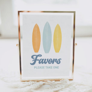 Surfboard Birthday Party Favours Sign