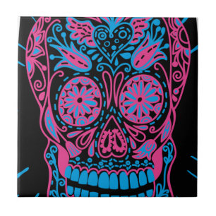 Surfboard Flower Skull Tile