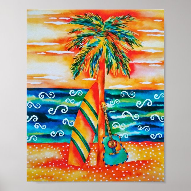 Surfboard & Guitar Poster (Front)