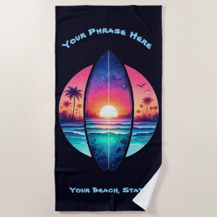 Surfboard in the Sunset Beach Towel