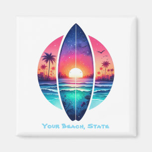 Surfboard in the Sunset Magnet