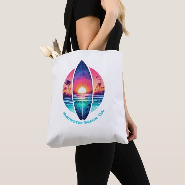Surfboard in the Sunset Tote Bag (Close Up)