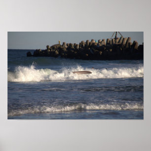 Surfboard in Waves Poster