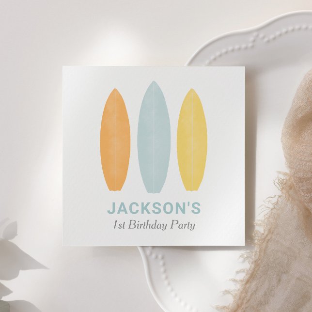Surfboard Kids Birthday Party Napkin (Creator Uploaded)