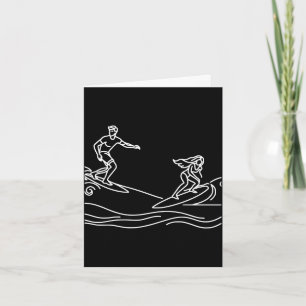 Surfboard line art beach lover performance card