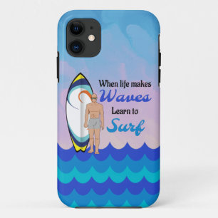 Surfboard Ocean Waves Blue Motivational Quote Case-Mate iPhone Case