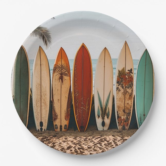 Surfboard Paper Plates (Front)