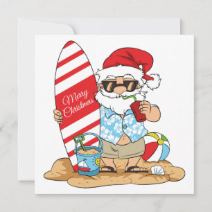 Surfboard Santa Greeting Card