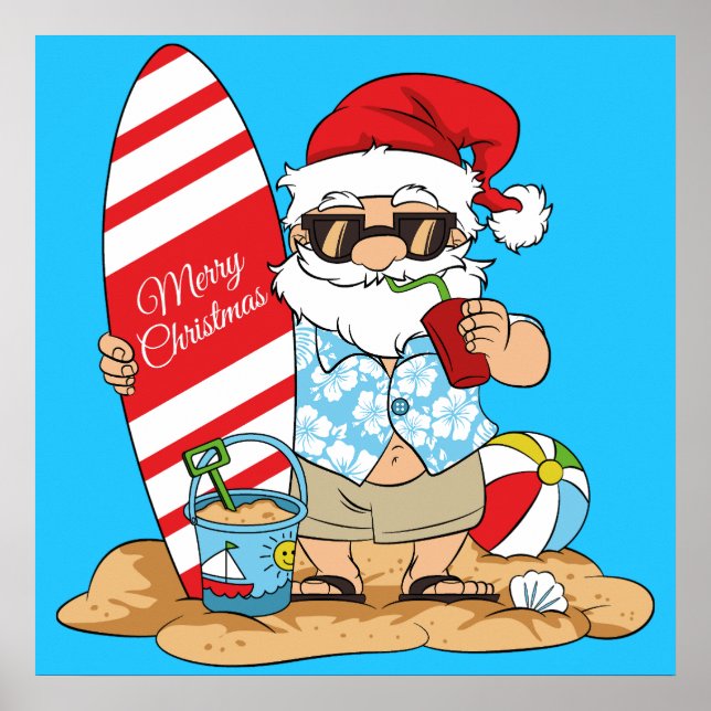 Surfboard Santa Poster (Front)