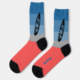 Surfboard Silhouette on Mountain Cave Colour Socks