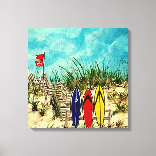 surfboard surf art beach oil painting canvas print (Front)