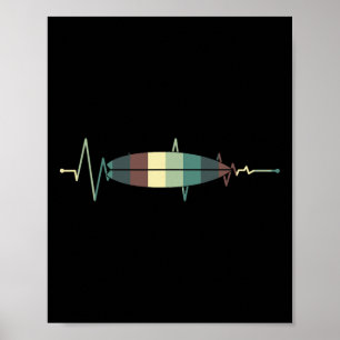 Surfboard Surf Surfer Surfboarder Heartbeat Retro Poster