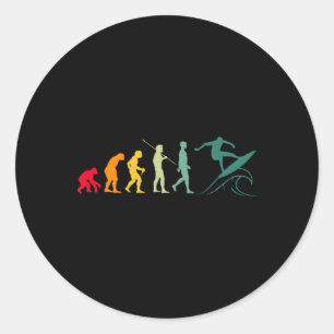 Surfboard Surf Surfer Surfboarder Vintage Retro Ev Classic Round Sticker