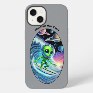 Surfboard Surfing Space Alien Riding a Wave URM iPhone 13 Case