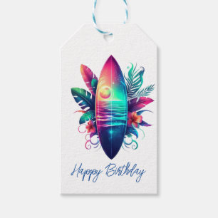 Surfboard Tropical Beach- Gift Tags