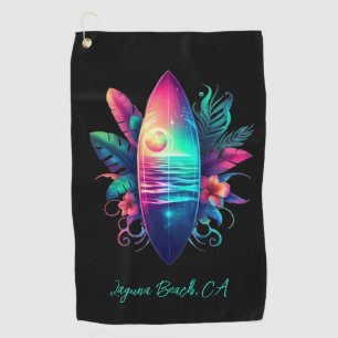 Surfboard Tropical Beach- Golf Towel