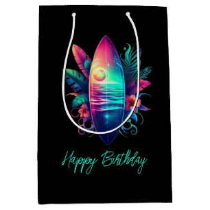 Surfboard Tropical Beach- Medium Gift Bag