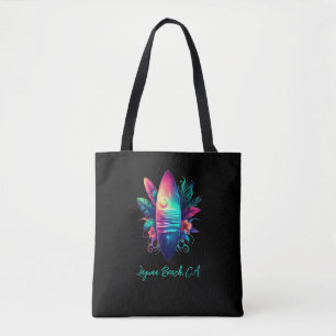 Surfboard Tropical Beach- Tote Bag