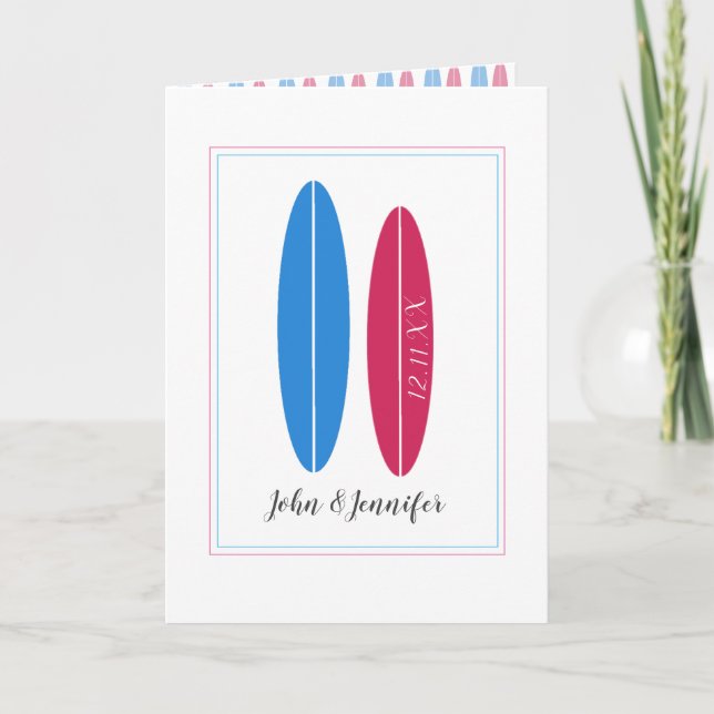 surfboard wedding/ anniversary congratulations card (Front)