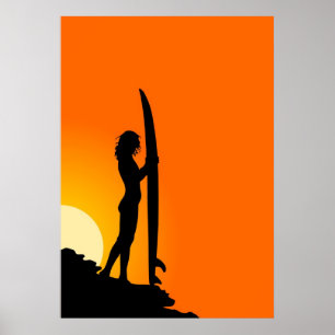 surfboard with surfer poster