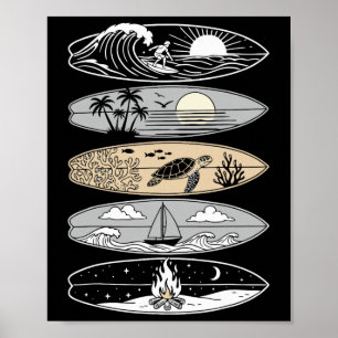 Surfboarder Hawaii Wave Surfing Ocean Surfer  Poster