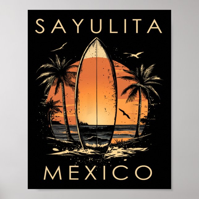 Surfboarder Sayulita Mexico Beach Surfing Surfer V Poster (Front)