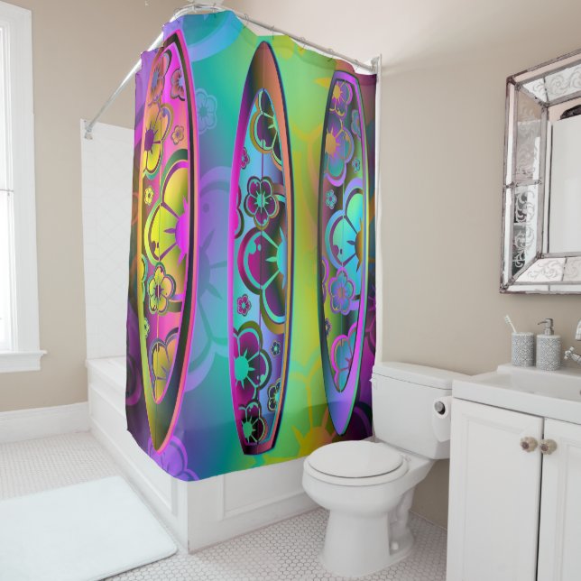 Surfboards 2A-2D Image Options Shower Curtain (In Situ)