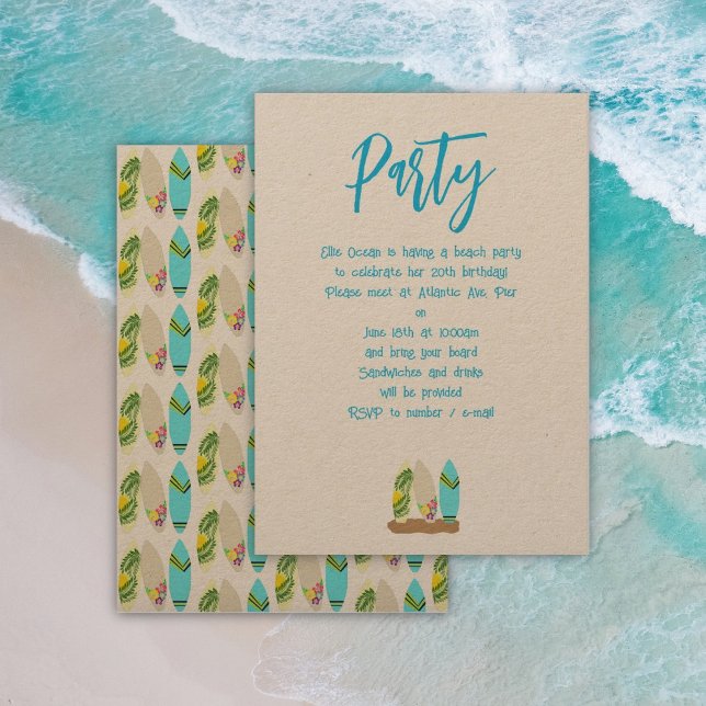 Surfboards Adult Beach Birthday Party Invitation (Creator Uploaded)