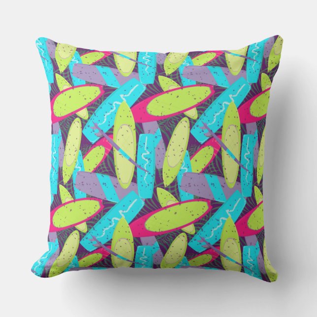 Surfboards and Palm Trees Multi Coloured Cushion (Front)