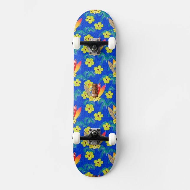 Surfboards And Tiki Mask Skateboard (Front)