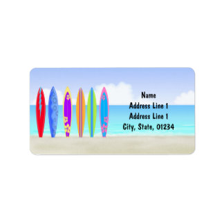 Surfboards Beach Address Labels