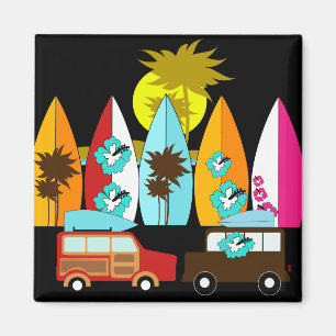 Surfboards Beach Bum Surfing Surfer Hippie Vans Magnet