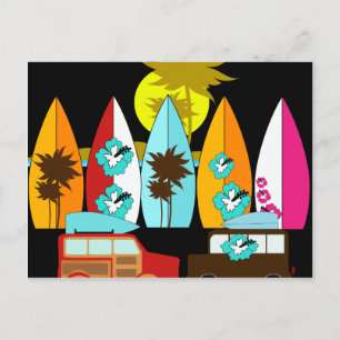 Surfboards Beach Bum Surfing Surfer Hippie Vans Postcard