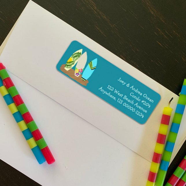 Surfboards Beach Themed Return Address Label (Creator Uploaded)