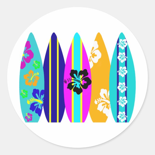 Surfboards Classic Round Sticker (Front)