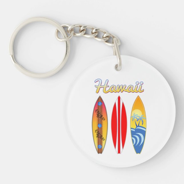Surfboards Hawaii Islands Key Ring (Front)